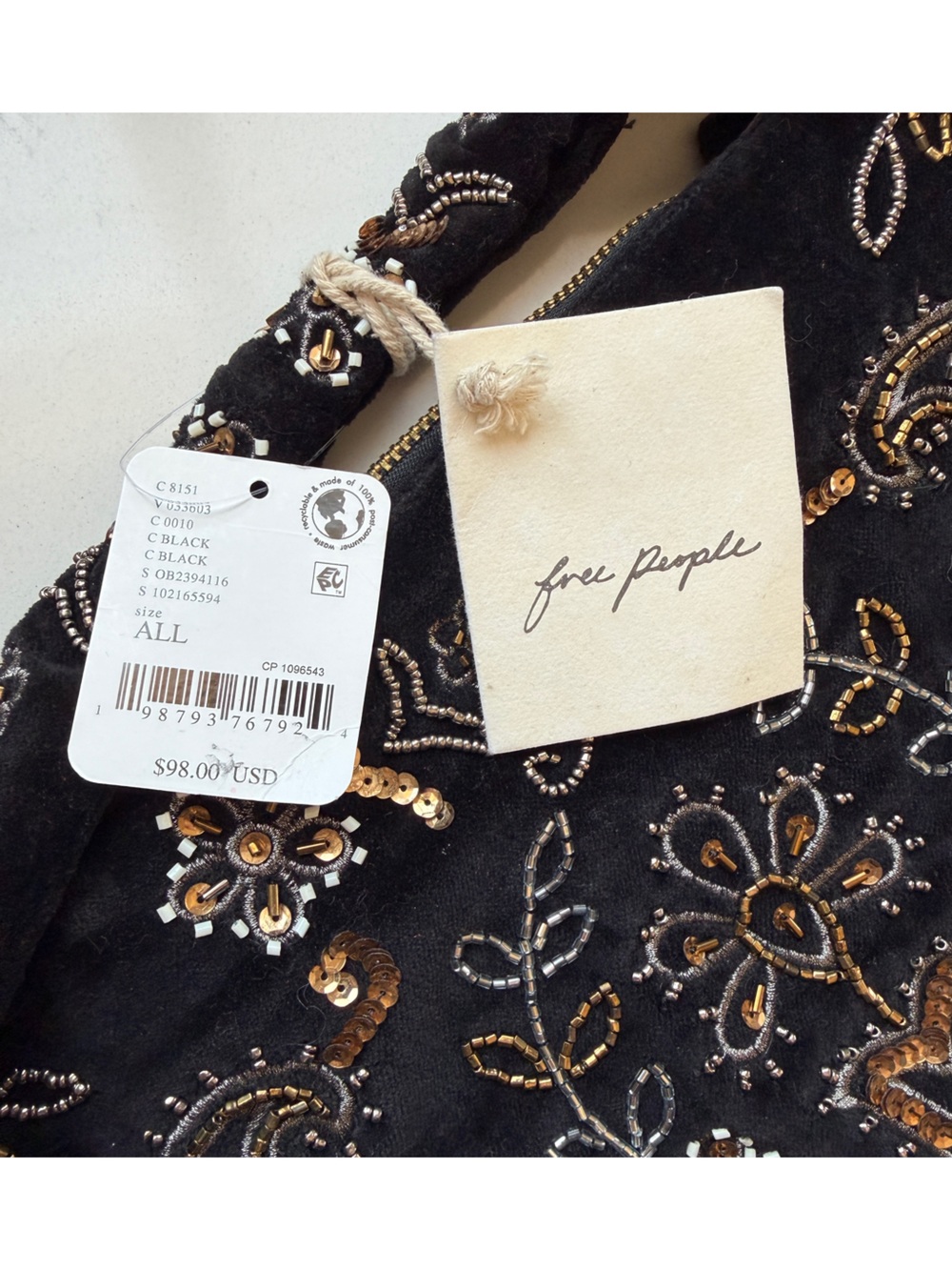 BRAND NEW - Free People Nashville Nights Embellished Black Bag purse - Picture 6 of 10